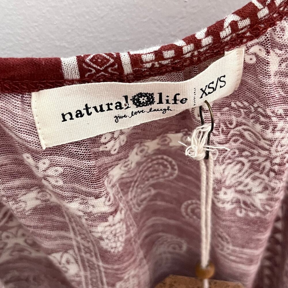 NWT Natural Life Boho Swing Tank XS/S Red Paisley Patchwork High Low Top - Picture 6 of 11